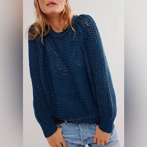 Free People We the Free Essential Knitwear 100% Linen Crewneck Sweater Size XS